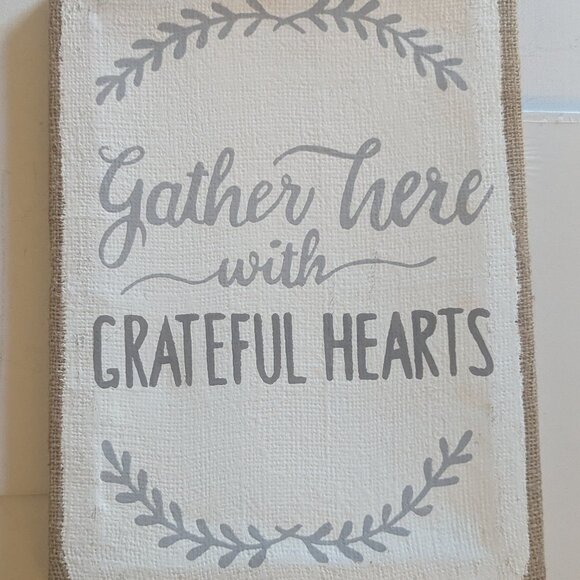 Ashland Other - NWT 'Gather Here W Grateful Hearts' Rustic Canvas Sign Farmhouse Fall Home Decor